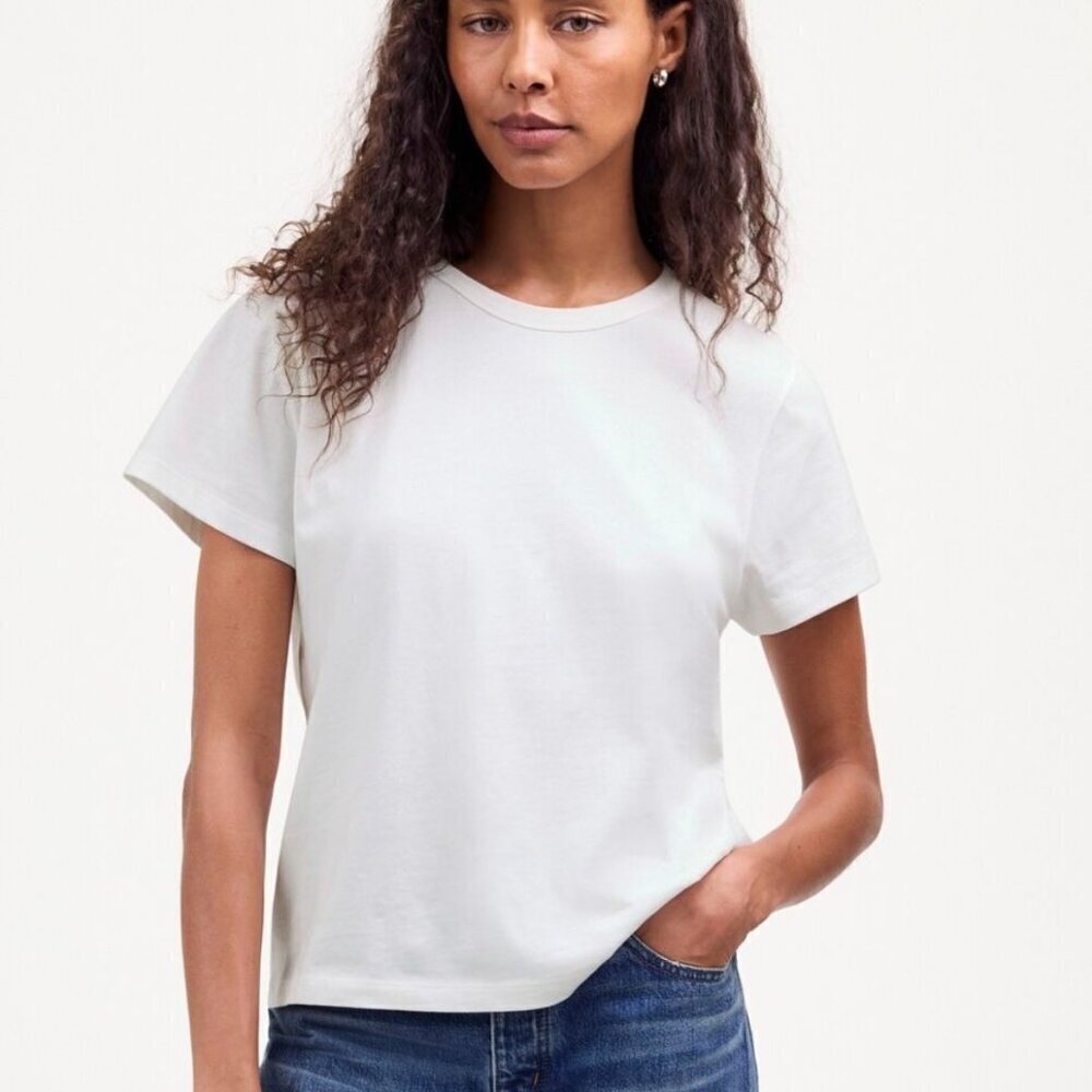 NWT Madewell Cotton Perfect Crewneck Tee in Eyelet White - Size: XXS